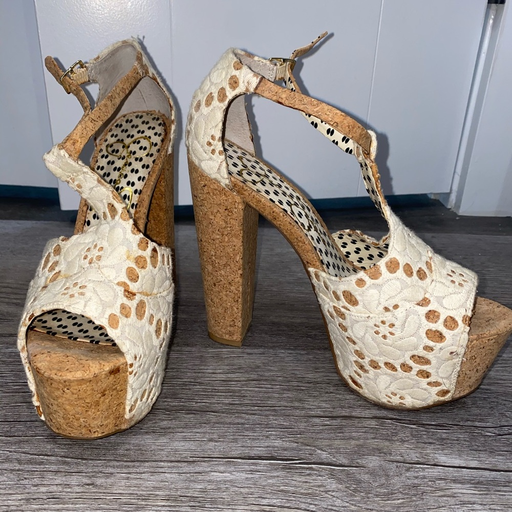 Lacey detailed T-Strap platform cork heel